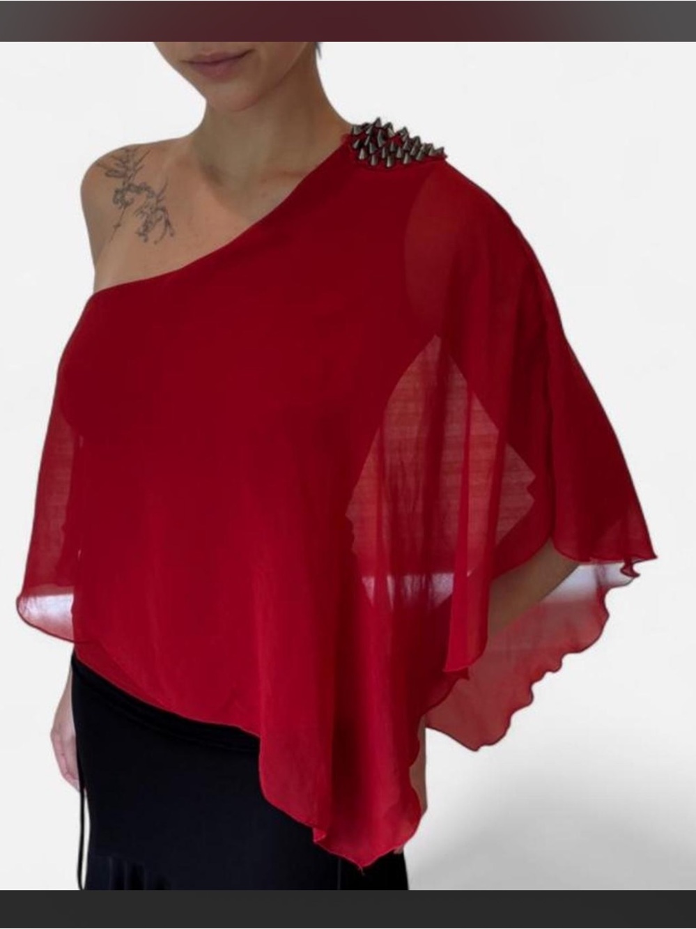 Vintage Asymmetrical Top w/ Studded Shoulder Detail <3